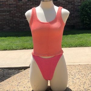 Vintage Hunza G Pink Tankini Swimsuit / Tankini